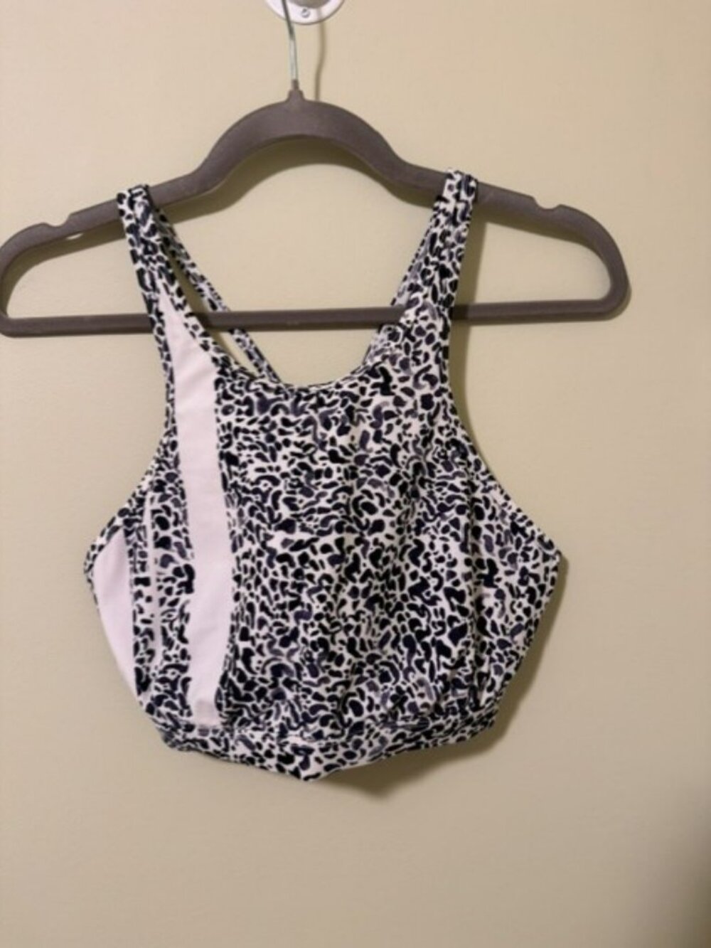 Athleta Swim Top, Underwire Size 34D/DD Underwire Navy Blue Animal Print